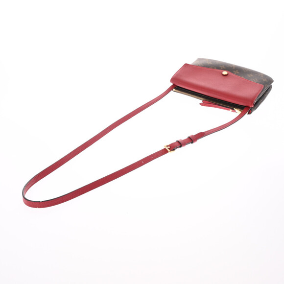 LOUIS VUITTON Twice Cerise Red Canvas Leather Shoulder Bag - Picture 3 of 9